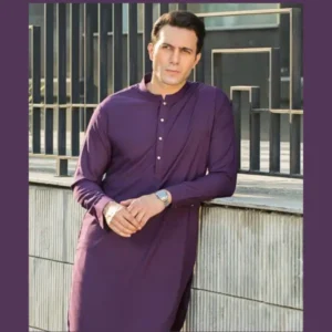 Men's Wash And Wear Plain Purple Suit - 1 Pc Masterpiece Front