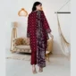 Stylish Women's Stitched Printed 3 Pc Purple Suit Back