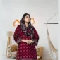 Stylish Women's Stitched Printed 3 Pc Purple Suit Front