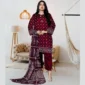 Stylish Women's Stitched Printed 3 Pc Purple Suit Full